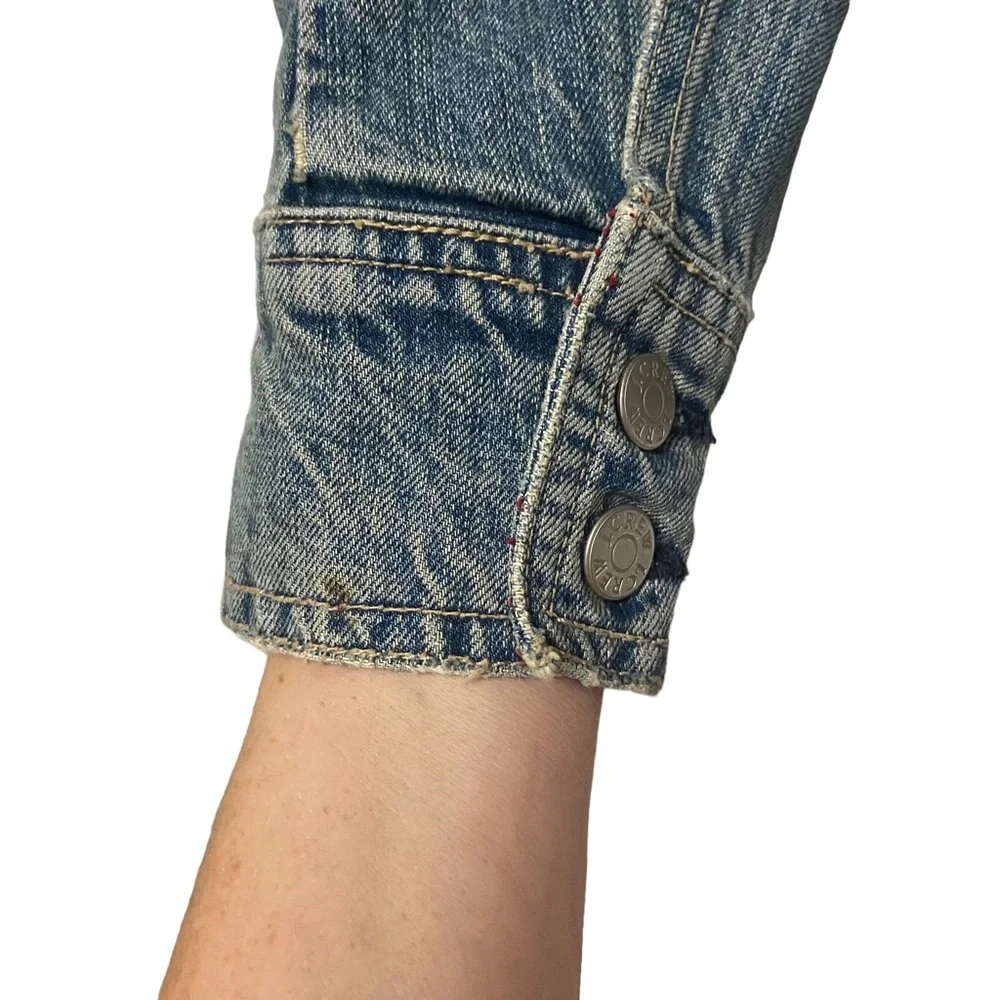 J Crew Vintage Washed  Denim Jean Trucker Jacket Blue